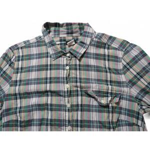 J Crew Womens Cotton Multi Color Plaid Henley Blouse Shirt Medium